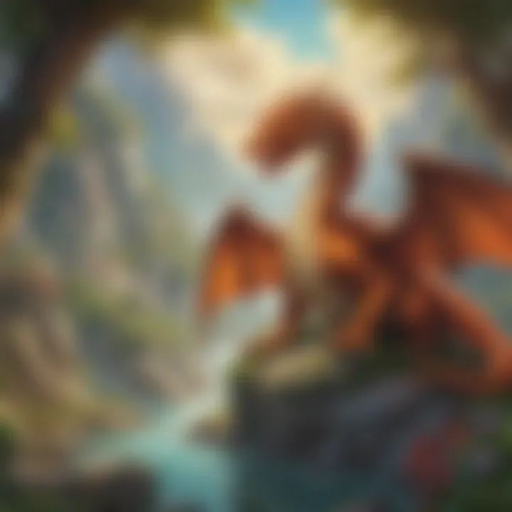 Dragons in a mystical land illustration