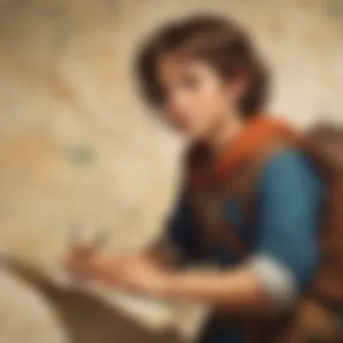 Young Adventurer with a Mysterious Map Young adventurer with a mysterious map illustration
