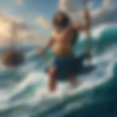 Poseidon, the god of the sea, commanding the waves