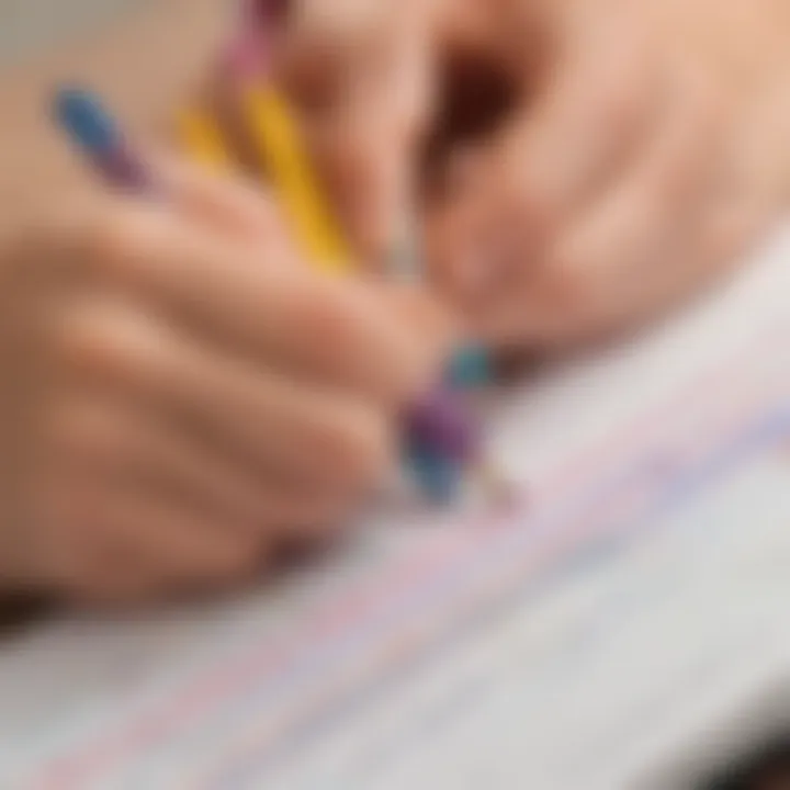 Colorful educational materials highlighting handwriting techniques