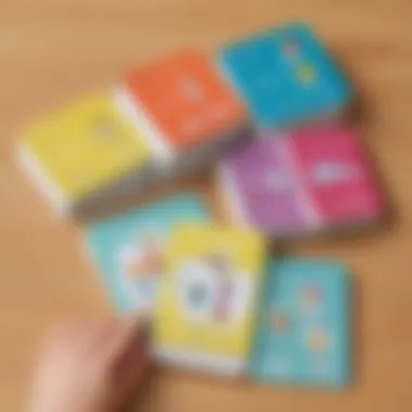 Illustration of colorful flashcards with high frequency words
