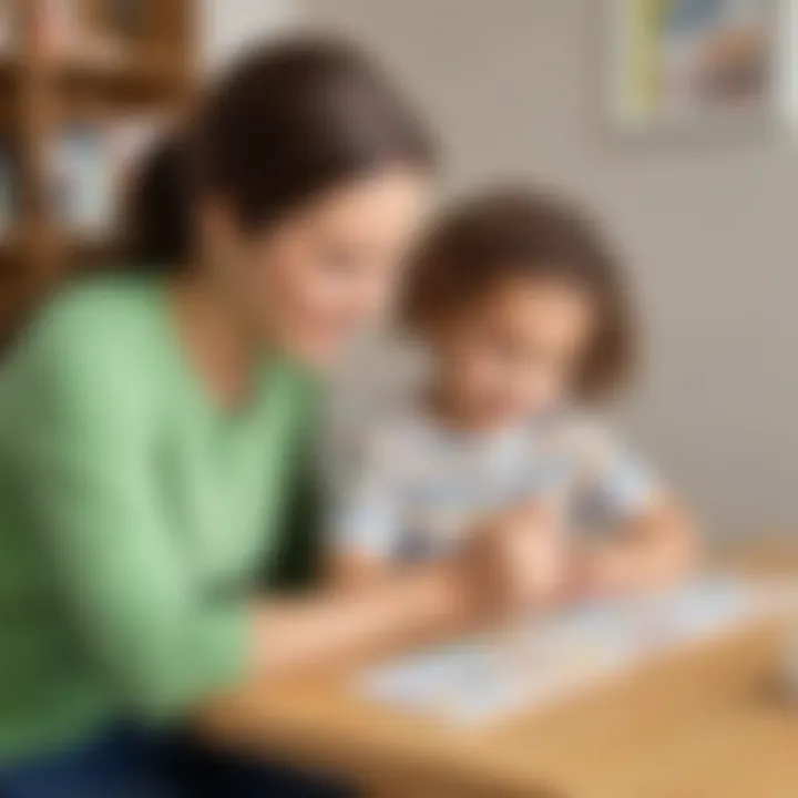 Illustration showing a parent and child bonding over high frequency word flashcards