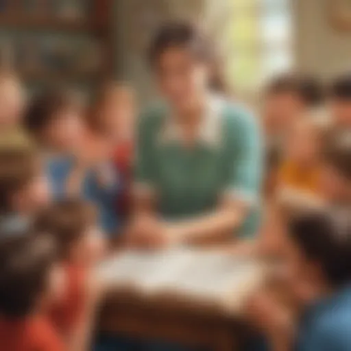 A vibrant illustration of a beloved character from kindergarten literature, engaging with children.