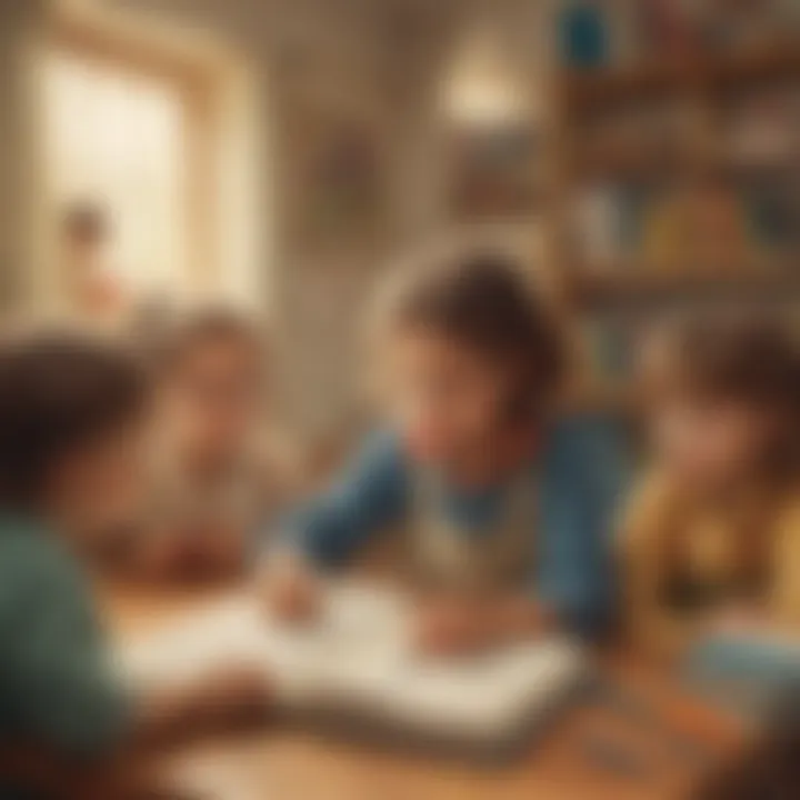 An inspiring scene showing children learning values through storytelling.