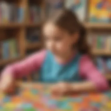 Young girl solving a colorful puzzle
