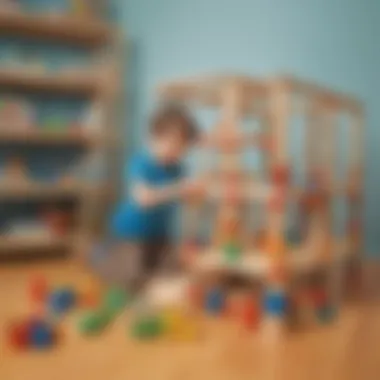 Kid building a creative structure with blocks