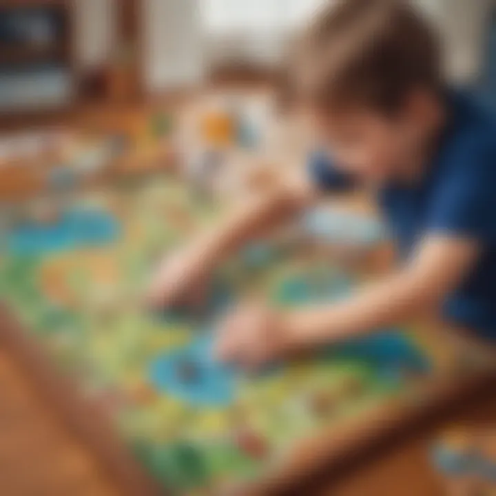 Child playing educational board game