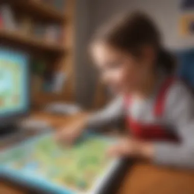 Child playing interactive educational video game