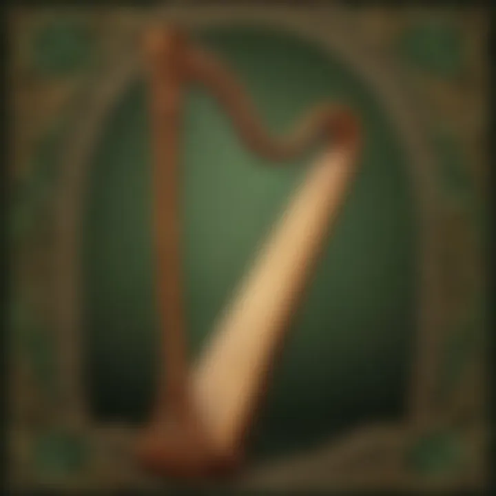 Mystical Harp Symbolizing Irish Music