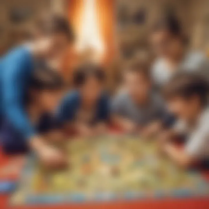 Group of kids participating in a French language board game