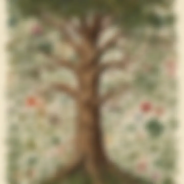 Enchanting tree poster with intricate botanical details