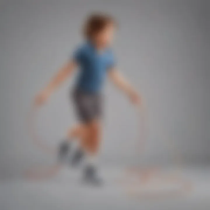 Child showcasing focus and determination in jump rope activity