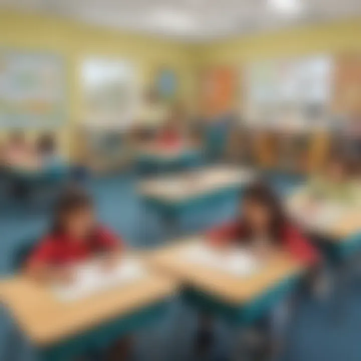 Classroom setting with ELA activities