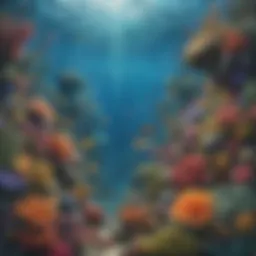 A vibrant underwater scene showcasing diverse marine plant life.