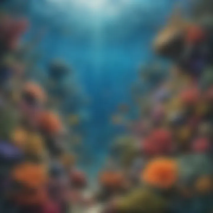 A vibrant underwater scene showcasing diverse marine plant life.