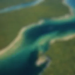 Aerial view of Michigan's Great Lakes coastline showcasing pristine waters