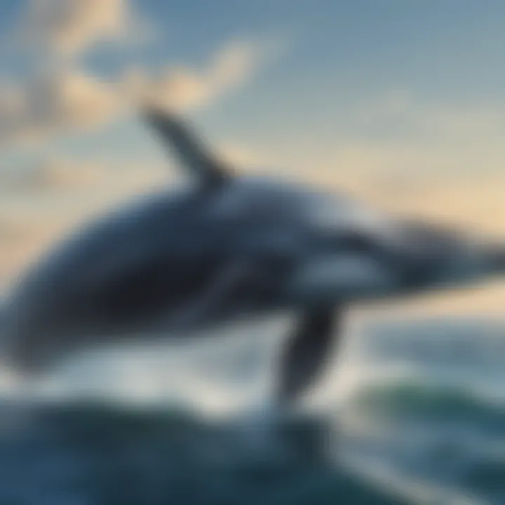 Majestic humpback whale breaching the surface