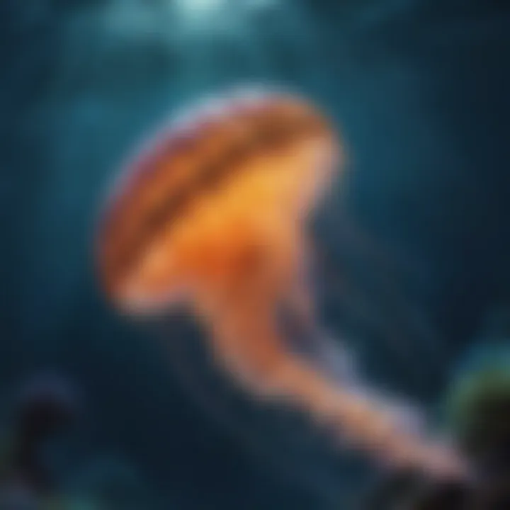 Enchanting jellyfish drifting in the deep sea