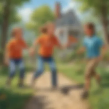 Kids engaged in a friendly game of tag
