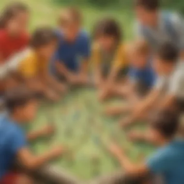 Strategic Teamwork Among Youngsters Kids collaborating and strategizing in a team game
