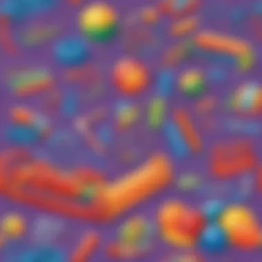 Colorful equipment used in kindergarten PE lesson