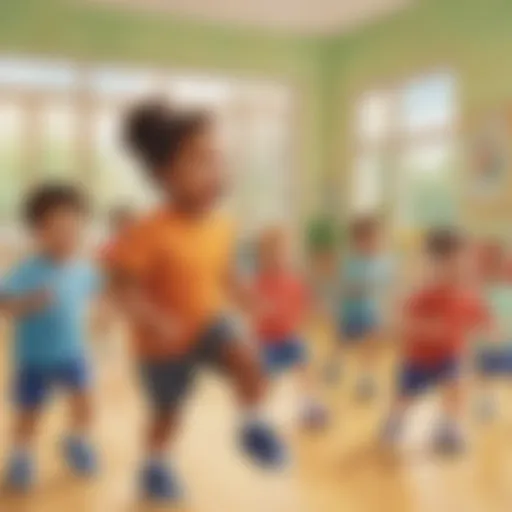 Young children engaged in PE activities