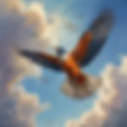 Conceptual illustration of freedom as a soaring bird