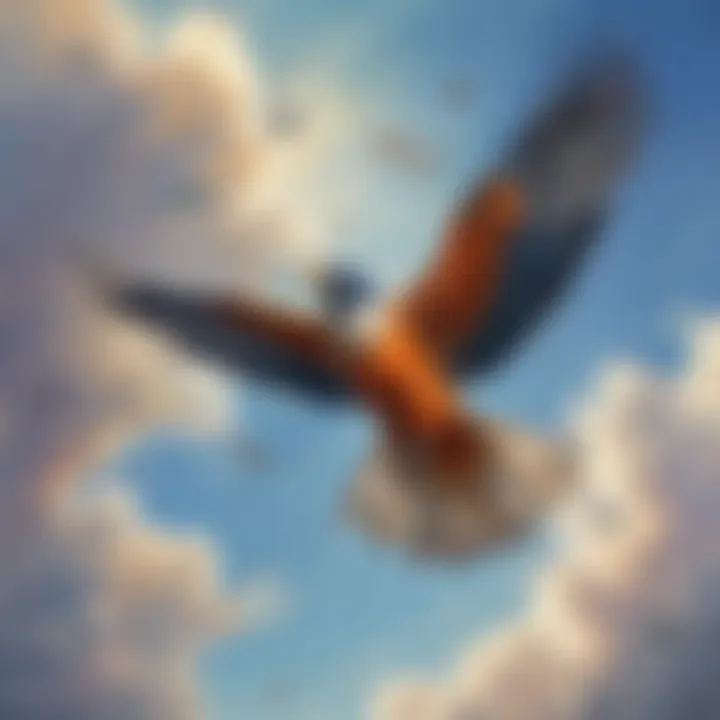 Conceptual illustration of freedom as a soaring bird