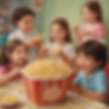 Children engaged in popcorn craft activities, learning while playing
