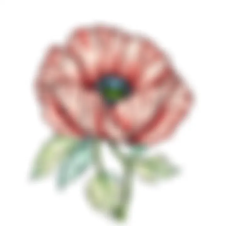 Intricate Poppy Design Intricate poppy design with leaves for creativity