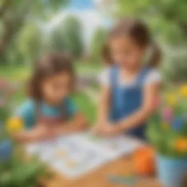Children engaging in spring coloring activities with vibrant colors