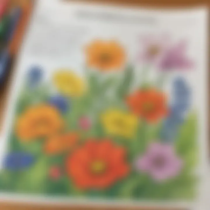A beautifully designed spring coloring page showcasing nature elements