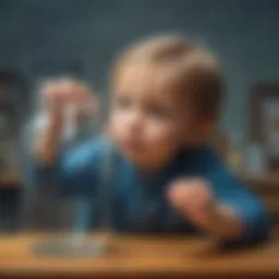 Illustration of a child observing rain in a jar experiment