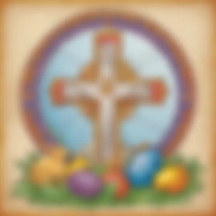 Kid coloring religious Easter symbols