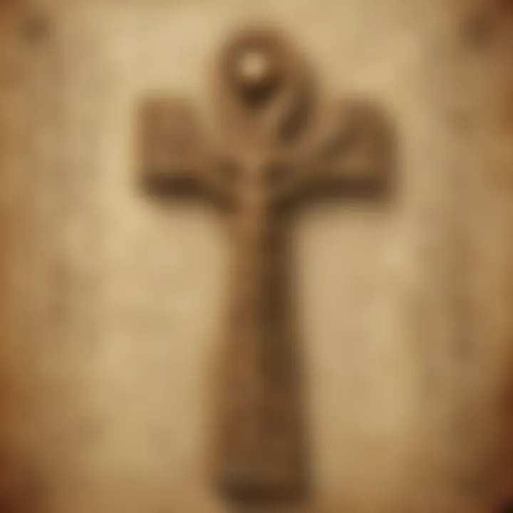 Ancient Egyptian Ankh symbol with hieroglyphics