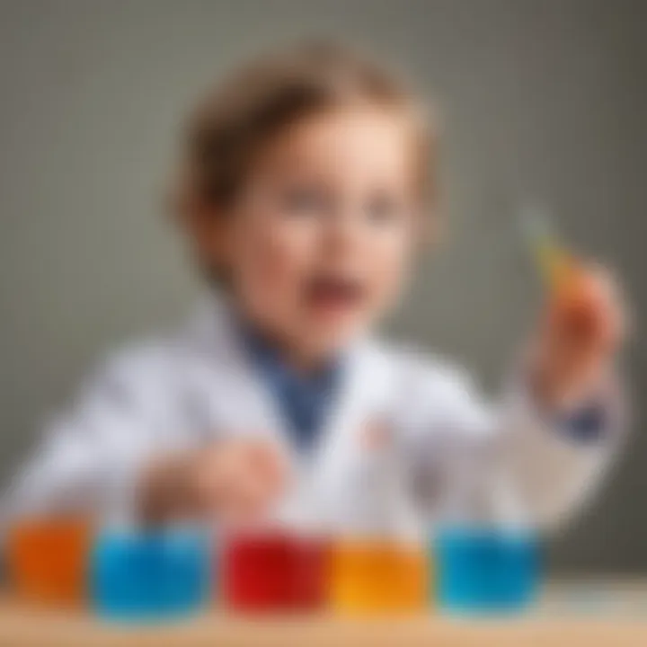 Preschooler conducting a simple science experiment