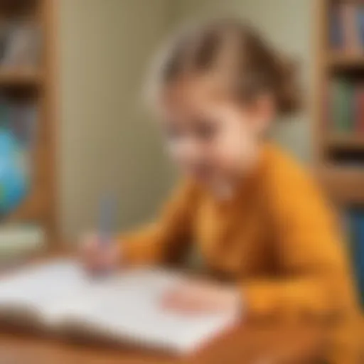 Illustration of a young child engaging with a sentence activity