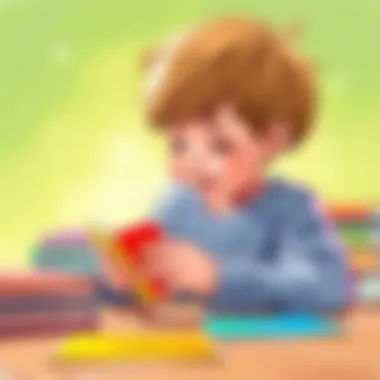 A child engaged in learning with colorful addition flashcards