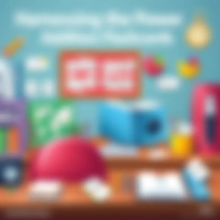 A creative workspace with personalized addition flashcards and learning materials