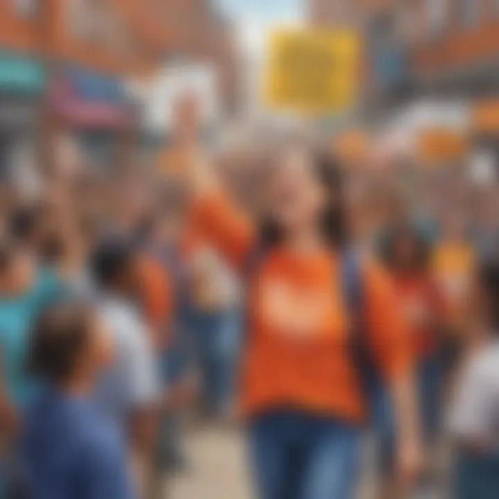 Activist leading a protest in urban setting