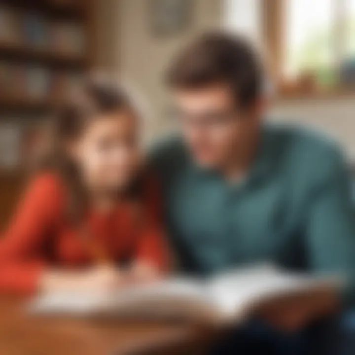 A child reading a social storybook with focus and curiosity.