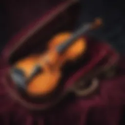Elegant violin resting on a cushioned velvet case