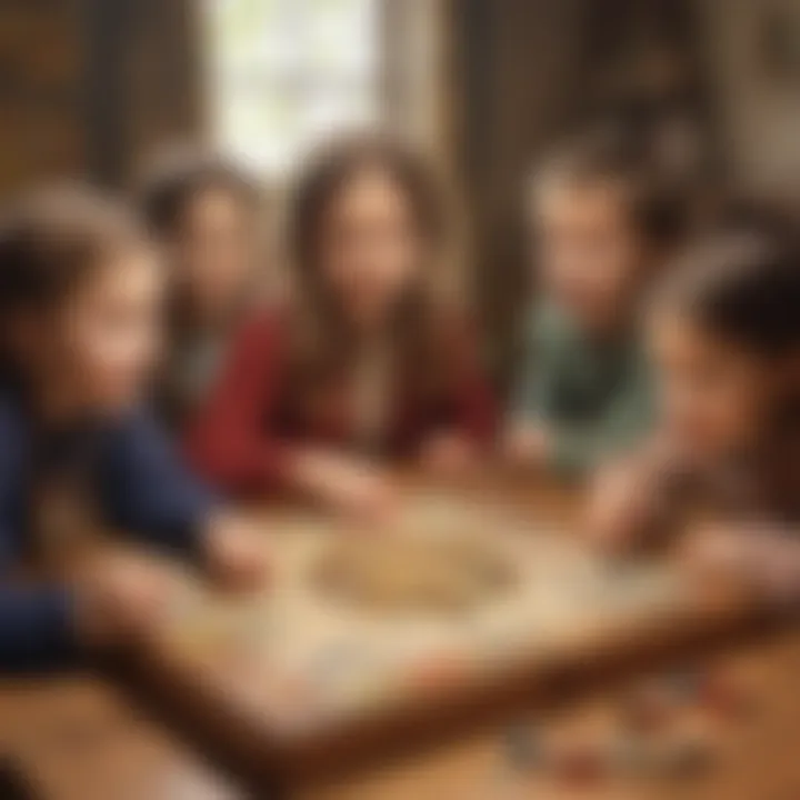 Group of children enjoying a traditional board game