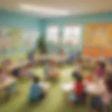 A vibrant classroom setting with children engaged in play-based learning activities.