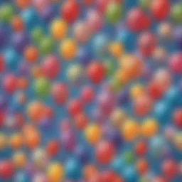 A colorful display of various birthday balloon types.