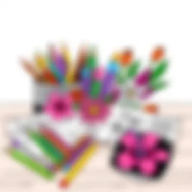 Coloring Materials for Creativity Selection of coloring materials displayed on a table