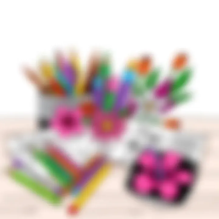 Coloring Materials for Creativity Selection of coloring materials displayed on a table