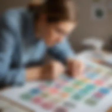 Artist sketching a postage stamp concept