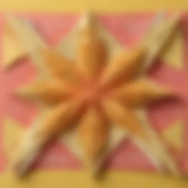 Intricate Details in Sticky Note Origami Projects Close-up of a completed sticky note origami project with intricate details