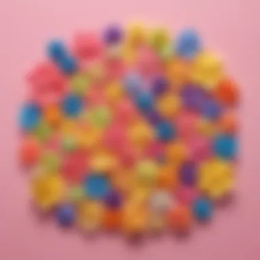 Colorful Creations of Sticky Note Origami A colorful array of sticky note origami pieces arranged artistically